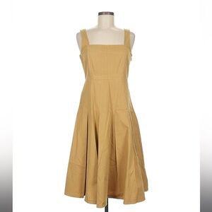 Sleeveless Square-Neck A-Line Dress in Camel